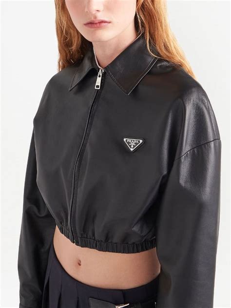 prada brown leather jacket|Prada leather jacket women.